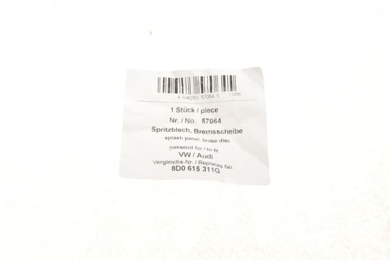 Защита диска тормозного переднего  L Audi A6 VW Passat 97-05 57064 | Зображення 1