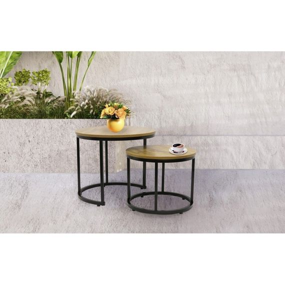 Столик журнальный круглый комплект 2 в 1 Bonro Бонро B-012 темно-коричневый (42400391) | Зображення 7