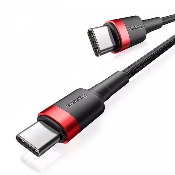 Дата кабель Baseus Cafule Type-C to Type-C PD2.0 100W (2m) (CATKLF-AL) Red / Black | Зображення 1