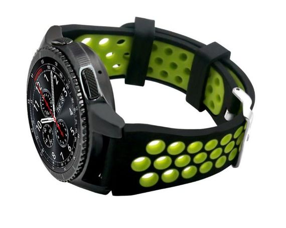 Спортивний ремінець з перфорацією Primo для годинника Samsung Gear S3 Classic SM-R770 / Frontier RM-760 Black&Green | Зображення 2