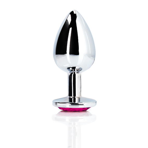 Анальна пробка - Ouch! Metal Butt Plug Medium Silver/Rubellite Pink Sex Aura | Зображення 4