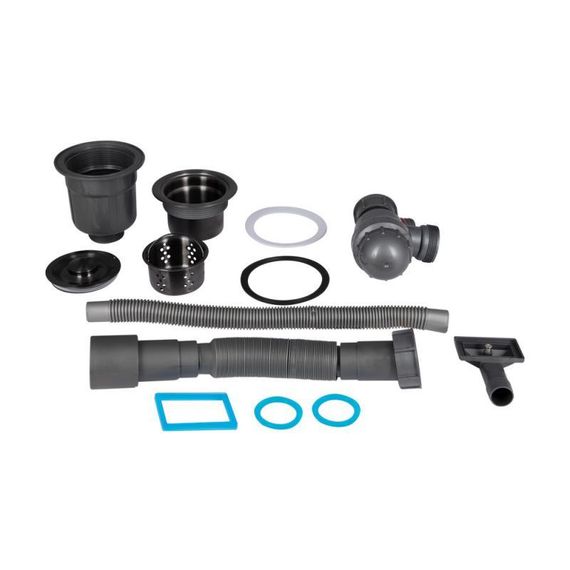 Сифон LK15 для кухонної мийки Bruch PVD, випуск 115 мм колбовий з квадратним переливом Black (вихід гофри 40/50 мм) Lidz | Зображення 2