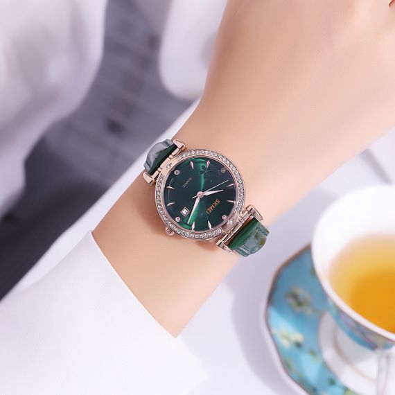 Класичний жіночий годинник Skmei 2169RGGN Rose Gold-Green | Зображення 2