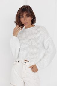 Короткий вязаный джемпер oversize молочный цвет S