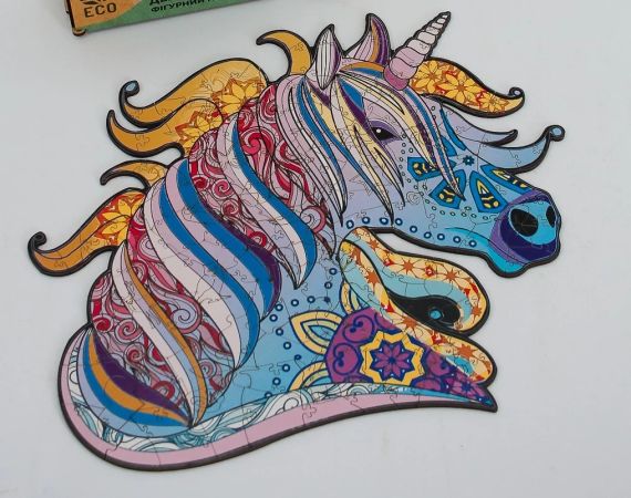 Пазл Казковий Єдиноріг (фигурный, деревянный, 63 элементов, A4) | Зображення 1