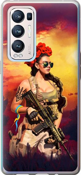 Чехол на Oppo Reno5 Pro Plus Украинка с оружием "5316u-2243-17620"