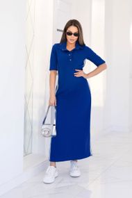 Женское спортивное платье длинное с разрезами MN141 цвет синий, размер 46/48