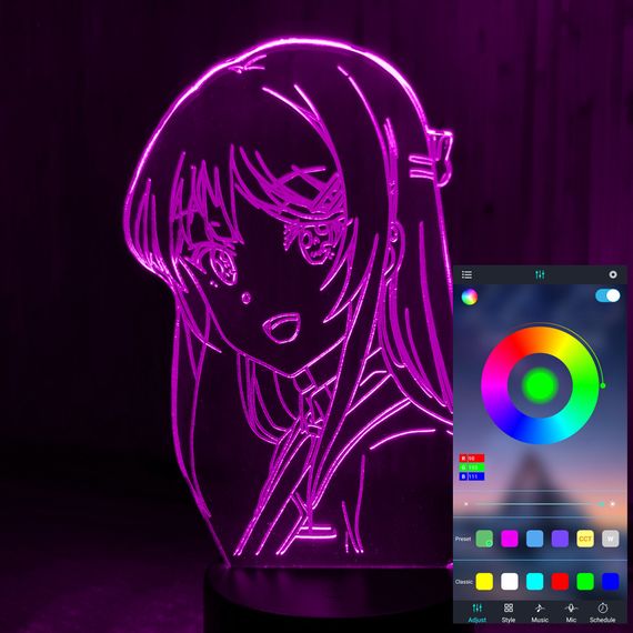 Акриловый светильник-ночник управление с телефона Девочка-Зайка tty-n001618