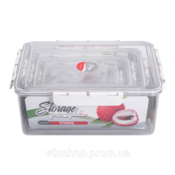 Набор контейнеров для еды 0.7/1.7/3.3/5.7 л 4 шт с крышками на защелках HP-27-5 | Зображення 6