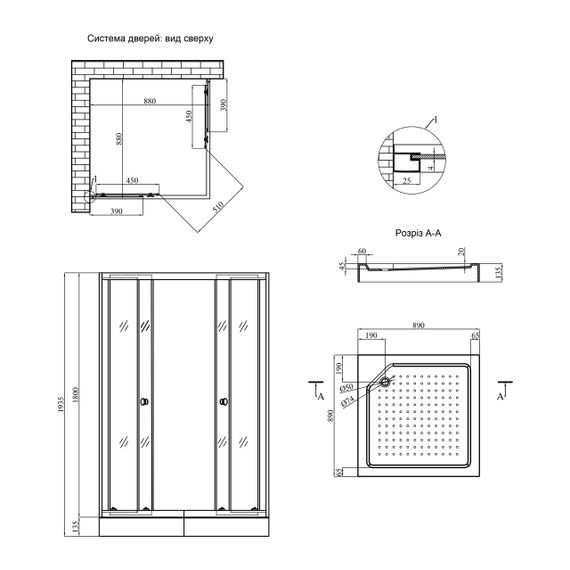 Душова кабіна Agua Elposo-Q.S.F.D.90x90 см | Зображення 1
