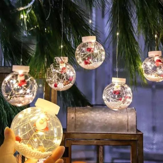 Гірлянда завіса штора Кулі з наповненням Дід Мороз, 3м, 10 куль LED USB | Зображення 5