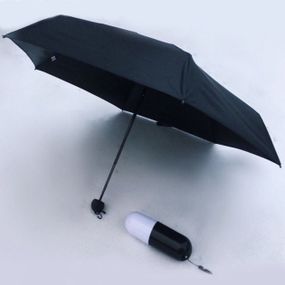 Компактна парасолька в капсулі-футлярі Чорна, маленька парасолька AM-860 в капсулі