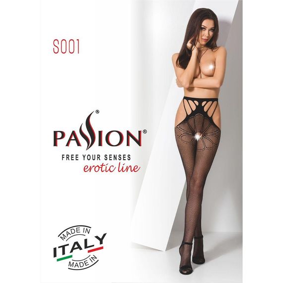 Еротичні колготки-бодістокінг Passion S001 black,, з доступом та з відкритими стегнами, S/M/L | Зображення 5