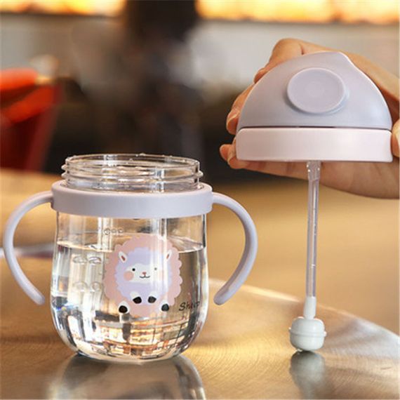 Поильник непроливайка с силиконовой трубочкой с ручками Жираф Розовый | Зображення 3