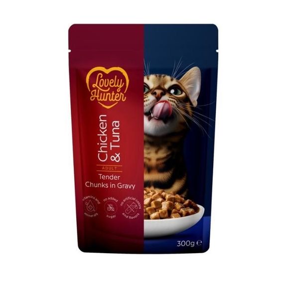 Влажный корм для котов с курицей и тунцом Lovely Hunter Cats With Chicken And Tuna, 300 гр