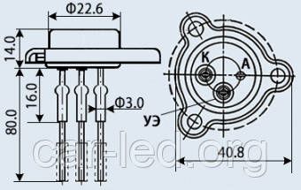 Д238В Тиристори кремнієві (5A 150V)  (Тип корпусу КТЮ-3-18.) | Зображення 1