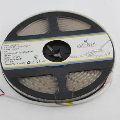Светодиодная лента LED-STIL 9,6 Вт/м 2835 120 діодів IP68 12 Вольт 70 lm ЖОВТИЙ (DFN2835-120A-IP68-Y) - Топ | Зображення 6