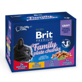 Brit Premium "Сімейна тарілка" набір вологого корму для котів асорті в соусі 12 шт.