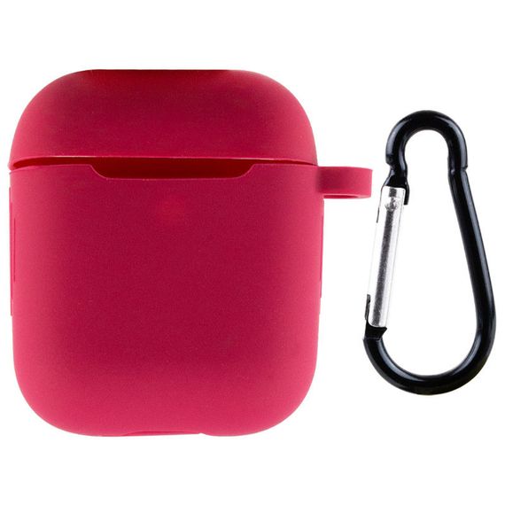 Силіконовий футляр New з карабіном для навушників Airpods 1/2 Червоний/Rose Red
