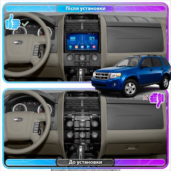 Штатная магнитола Lesko для Ford Escape I Рестайлинг 2 2007-2012 экран 9" 2/32Gb 4G Wi-Fi GPS Top | Зображення 2