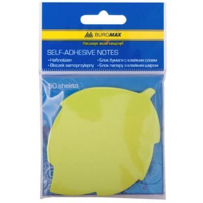 Бумага для заметок Buromax with adhesive layer "Leaf", 50 sheets, NEON colors mix (BM.2367-99) | Зображення 1