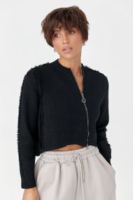 В'язаний кардиган з бічною блискавкою - чорний цвет, ONE SIZE (є розміри)