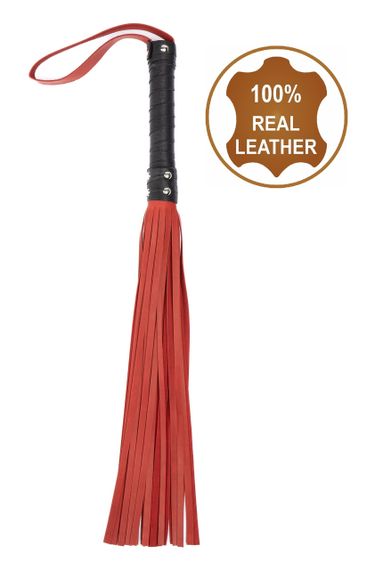 Флогер з натуральної шкіри Flirty Hard Leather - Black & Red, BG-00001 sexstyle