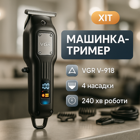 Електробритва для стрижки голови VGR V-918, Машинка для стрижки волосся потужна, Тример бездротовий XE-28