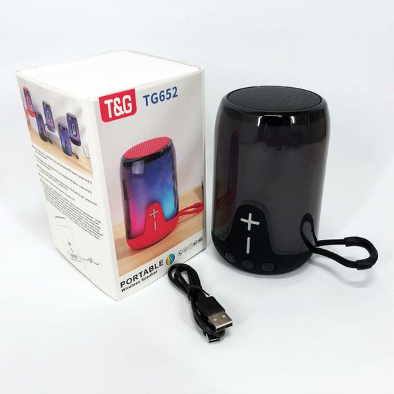 Портативна колонка TG652 5W з RGB підсвічуванням та ремінцем. WP-300 Колір: чорний | Зображення 4
