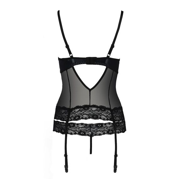 Корсет с открытой грудью Passion Exclusive NORTH CORSET L/XL, black, пажи, трусики, шнуровка, Черный/белый, XXL/XXXL | Зображення 5