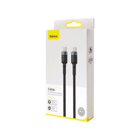 Дата кабель USB-C to USB-C 2.0m 100W 5A black-grey Baseus (CATKLF-ALG1) | Зображення 4