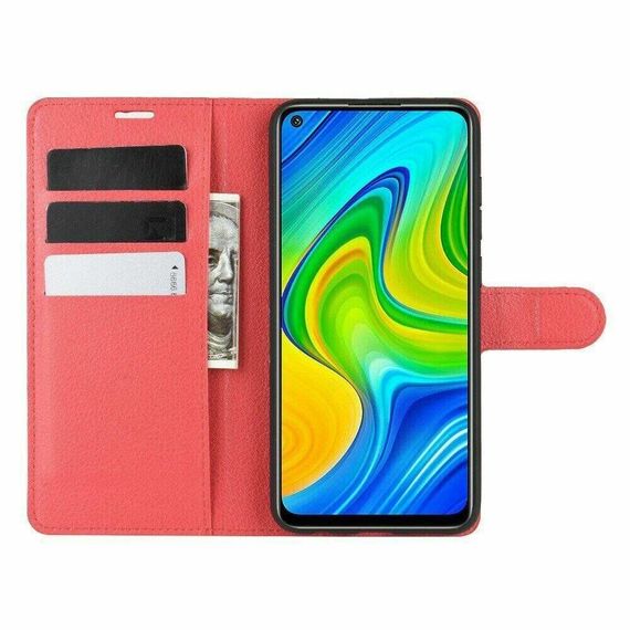 Чохол книжка з кишенями для карт на Xiaomi Redmi 10X / Note 9 колір Червоний | Зображення 1