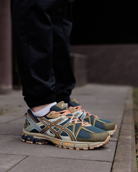 Кросівки демісезонні Asics Lux технологія амортизації колір: олива / жовтогарячий/ синій | Зображення 5