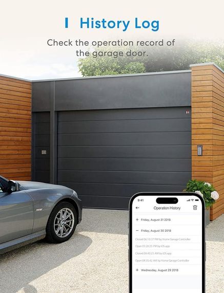 Контроллер открывания гаражных ворот Meross Smart WiFi с управлением через приложение, совместимо с Alexa, Google Assistant | Зображення 1