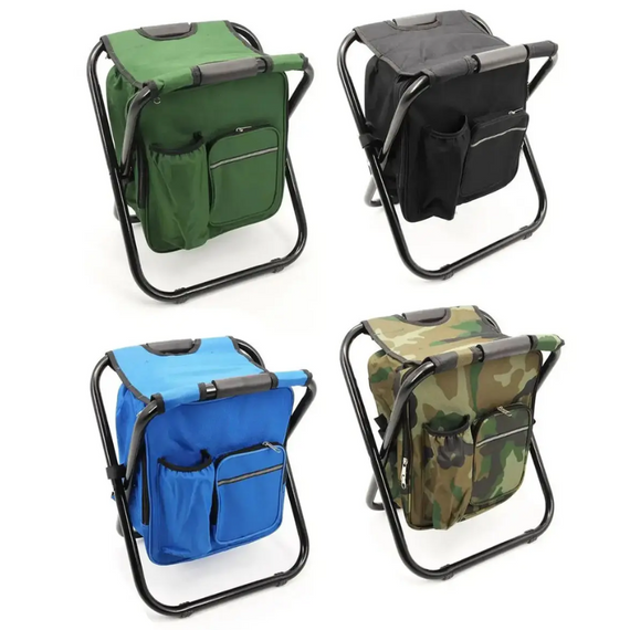 Стілець-рюкзак із термосумкою для риболовлі та походів 3 в 1, крісло-термосумка-рюкзак, чорний, зелений, синій | Зображення 1