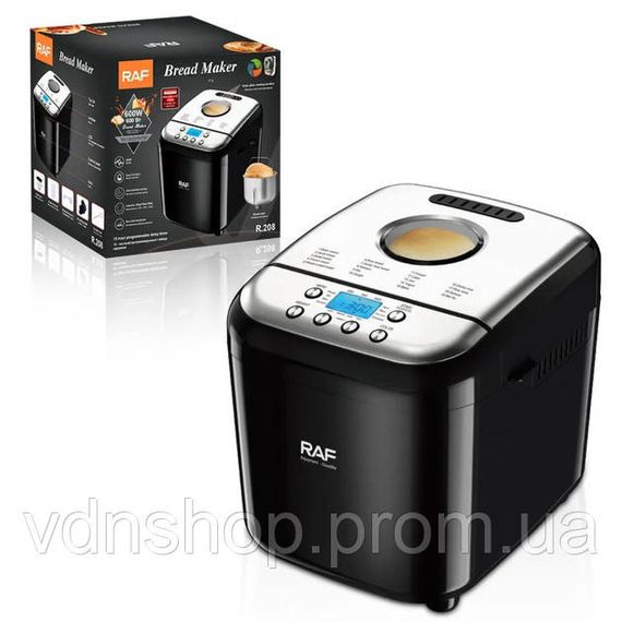 Домашня електрична хлібопічка RAF R.208, 600 Вт, до 1000 г, Хлібопічка побутова для дому QU-47 | Зображення 1
