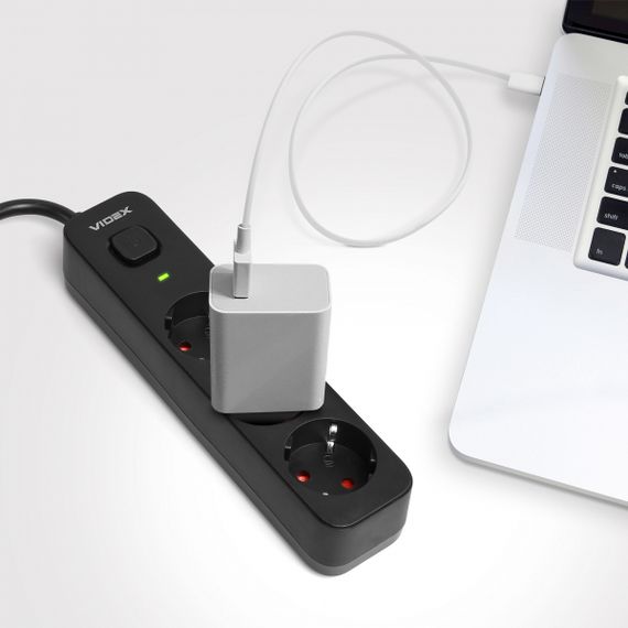 Мережевий подовжувач VIDEX ONCORD з/з 3п 3м (3x1.5мм) з кнопкою Black | Зображення 9