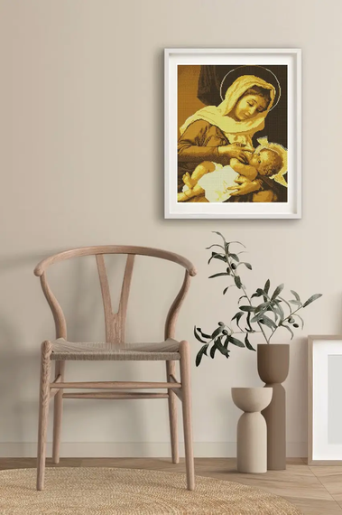 Алмазная мозаика Икона Кормилица в золотистом цвете 40х50 см ColorArt SP069 | Зображення 3