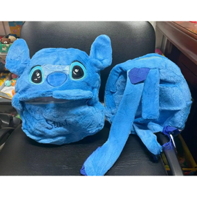 Плюшевий синій рюкзак Стіч з відділеннями для дитячого садка та вулиці 27.8×24.5×10 см