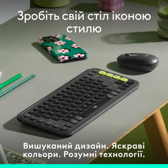 Клавіатура Logitech POP Icon Keys Bluetooth UA Graphite (920-013157) | Зображення 1