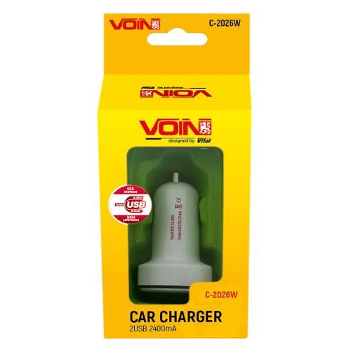 Автомобільний зарядний пристрій VOIN C-2026W 2USB (12 / 24V - 5V 2,4A) | Зображення 1
