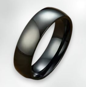 Класична обручальна каблучка титанова сталь Liresmina Jewelry 6мм чорна розмір 23