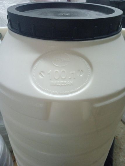 Бочка 100 л пищевая белая бидон  широкая горловина для вина и воды пластиковая | Зображення 5