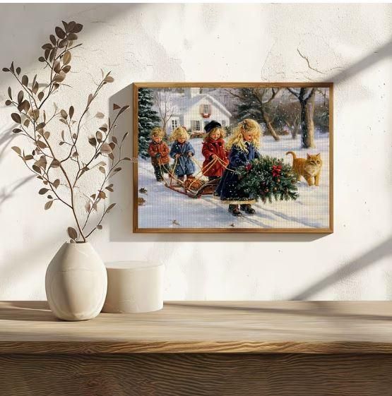 Набор для вышивки крестом JOZYSH "Розовые помощники" 14CT, 30x40 см, канва Аида с нанесенным рисунком | Зображення 3