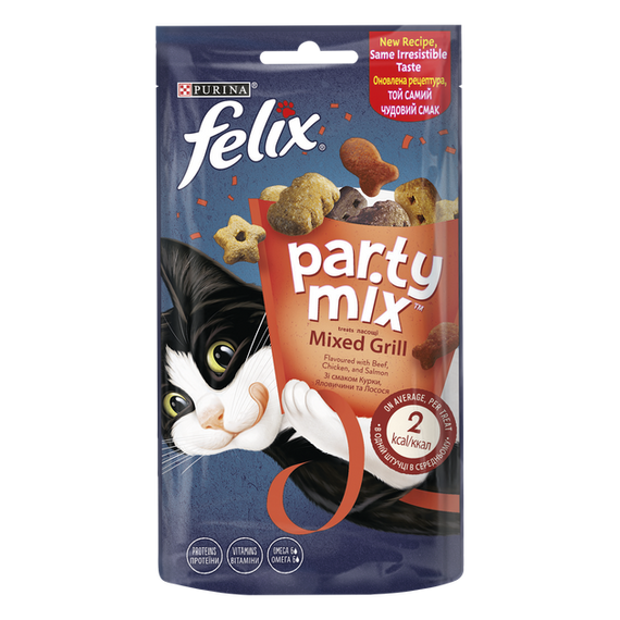 Ласощі Purina Felix Party Mix для дорослих котів, гриль мікс 60г