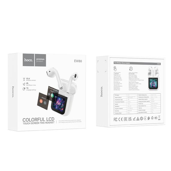 Бездротові TWS навушники Hoco EW80 Magnificent with Touch Screen White | Зображення 4