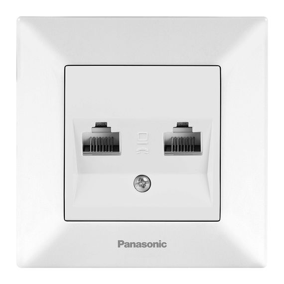 Розетка Panasonic Arkedia Slim комп'ютерна подвійна  RJ45 CAT5e, білий