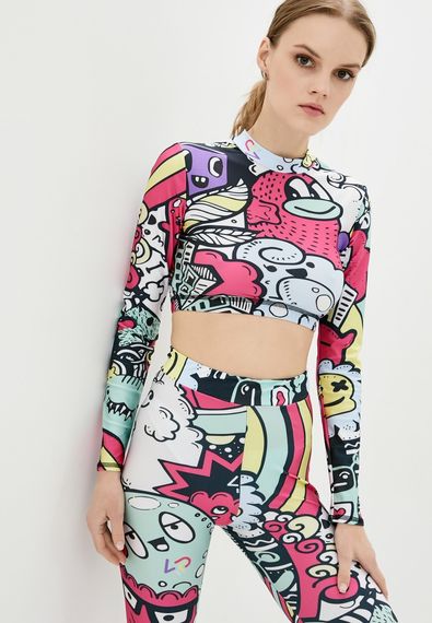 Спортивний топ 4Profi з довгим рукавом з принтом "Монстрики" розмір S біфлекс 16602