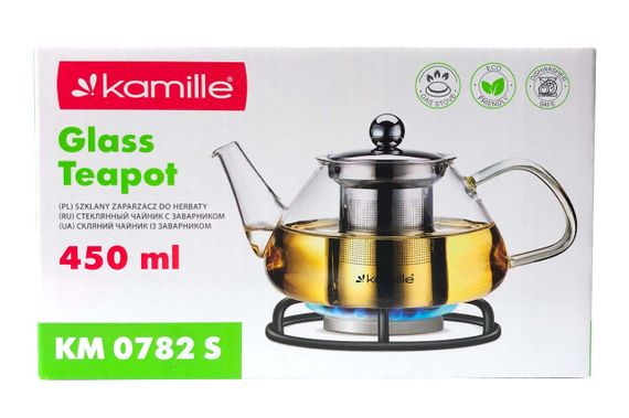 Чайник скляний вогнетривкий Kamille — 450 мл із заварником | Зображення 1