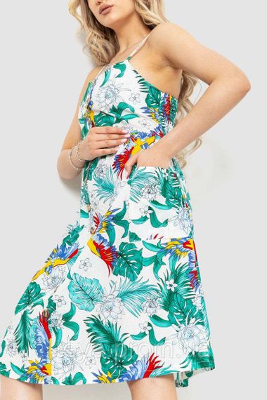 Модна жіноча сукня з принтом сезон літо-демісезон колір біло-зелений розмір XL FG_00820 | Зображення 2